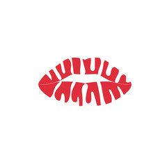 Vector red kiss. Passionate lips art object. Creative design illustration for Valentine's day.