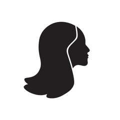 woman with lush hair icon- vector illustration