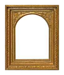Golden frame for paintings, mirrors or photo isolated on white background