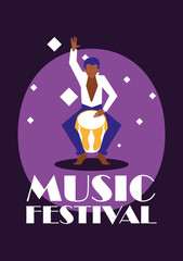 Musician man with drum vector design