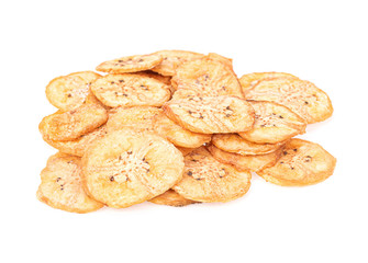 Banana crisps isolated on white background