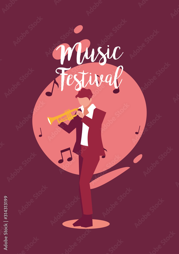 Wall mural musician man with saxophone vector design