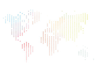 Dotted map of World. Colorful halftone design. Simple flat vector illustration