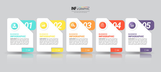 Modern infographics 5 steps design template.  