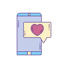 smartphone love message , phone fill and line