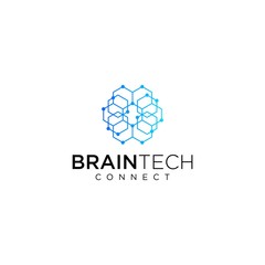 Fototapeta premium Clean logo design of brain and connectivity with white background - EPS10 - Vector.