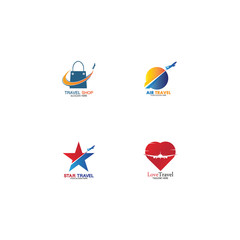 Fototapeta premium Set of collection travel logo with air plane concept design vector