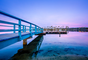 Fototapeta premium Bridge leading to a dock on Mission Bay in San Diego, California