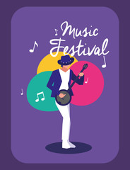 Musician man with guitar vector design