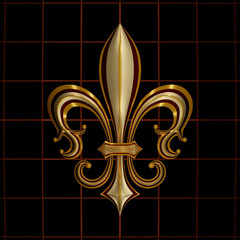 abstract background with golden ornament fleur de lis - obrazy, fototapety, plakaty