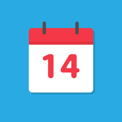 Calendar icon with 14 date inscription