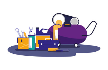 Isolated tools box and machine vector design