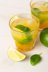 fresh lemonade with mint and lemon