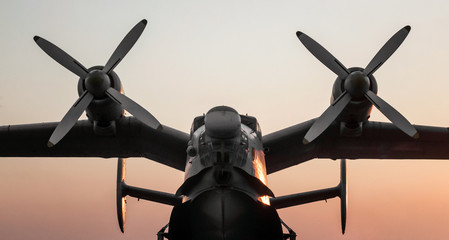 old vintage airplane with propellers