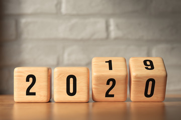 cubes turning from year 2019 to 2020