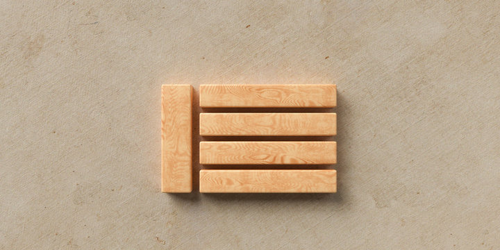 wooden blocks on cardboard background symbolizing a checklist - 3D rendered illustration