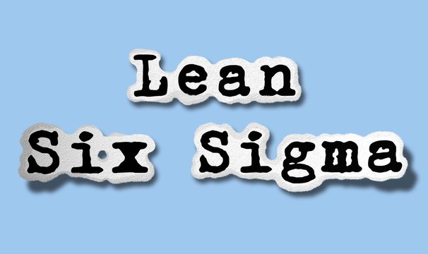 Lean Six Sigma - Flat Tattered Paper Words on Blue Background - Concept Graphic Symbol Illustration