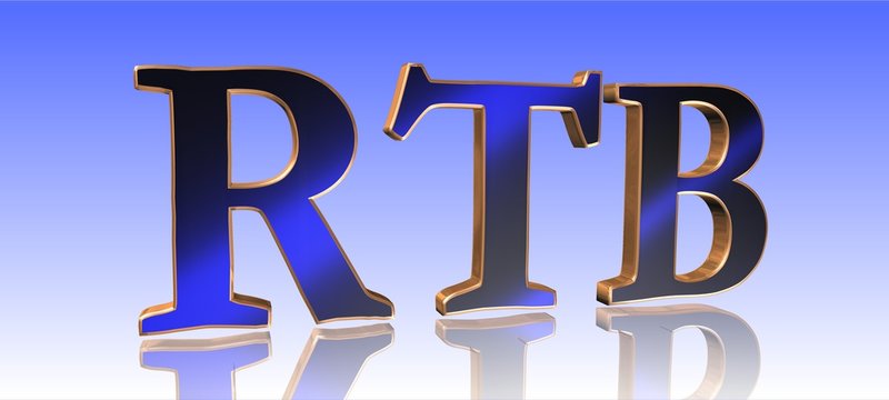 RTB - Real Time Bidding - 3D Metal Word In Blue Background - Concept Keyword Illustration