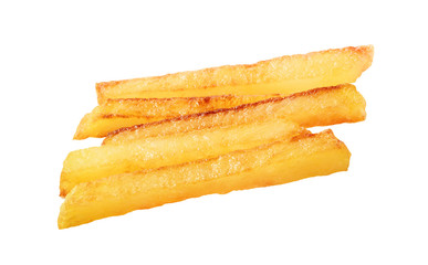 fried potatoes on white background