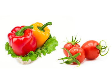 ripe fresh organic vegetables isolated on white background