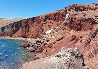 landscape of the Red Beach at Santorini island Cyclades Greece