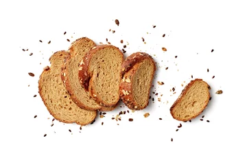 Keuken spatwand met foto Een sneetje brood met haver en lijnzaad © Melica