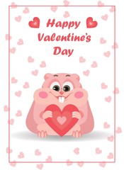 Happy Valentine's Day  banner, flyer design of postcard. Vector illustration. Saint valentine's day offer brochure. Vector template vibrant colors background.
