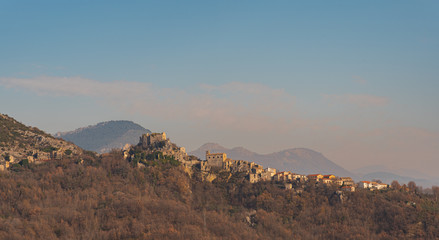 Landscapes of Molise. Rocchetta al Volturno. Medieval village of Rocchetta Alta. View from the...