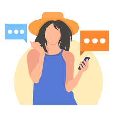 Happy women or girls. Flat cartoon characters isolated on white background. Colorful vector illustration.