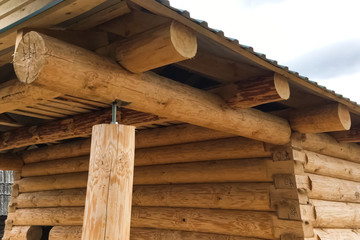 Constructed from wooden log house, wooden house.