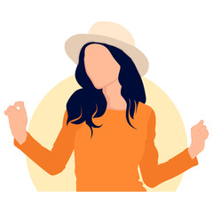 Happy women or girls. Flat cartoon characters isolated on white background. Colorful vector illustration.