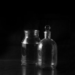 bottle on black background