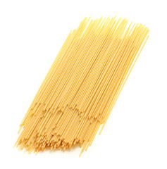 Yellow long spaghetti on a white isolated background