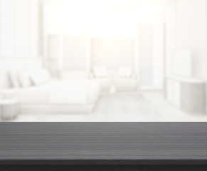 Table Top And Blur Background In Bedroom