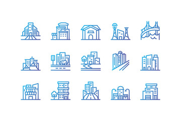 Isolated city buildings icon set vector design