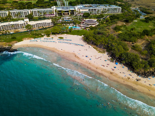 Aerial view of the Hapuna Beach located on the Big Island in Hawaii