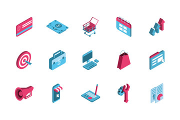 Isolated digital marketing icon set vector design
