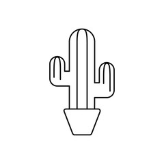 cactus in pot plants line style icon