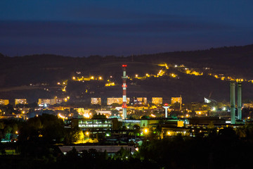 City at night. Nowy Sacz, Poland.