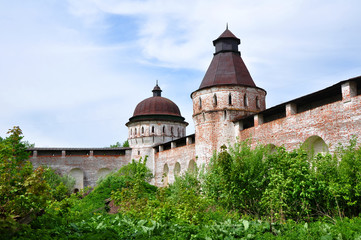 Fototapeta na wymiar Walls and towers of Boris and Gleb Monastery