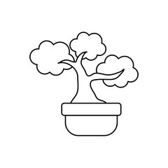 japanese bonsai tree plants line style icon