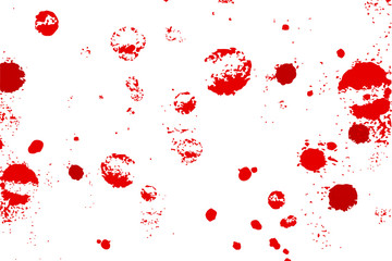 Drops of blood or other fluid on a white background. Abstract raindrops. Bright colored circles. Vector eps illustration.
