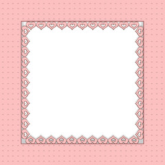 Soft, feminine, delicatate background illustration in pink with cut-out dainty hearts.  White Text area in center of image.  Valentine's Day Image or anything romantic in nature.