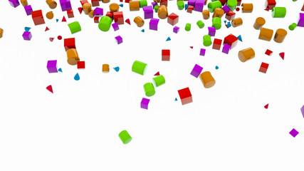 multi-colored simple three-dimensional figures on a white background. 3d render illustration