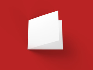 Brochure in square format folded to two - mockup. 3d illustration