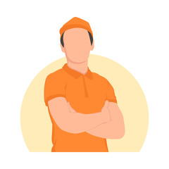 Vector illustration of a delivery man. Cartoon style delivery man. Delivery service. Flat isolated cartoon characters with white background. Vector illustration.