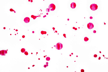 Fototapeta na wymiar Drops of blood or other fluid on a white background. Abstract raindrops. Bright colored circles. Vector eps illustration.