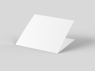 Brochure in square format folded to two - mockup. 3d illustration