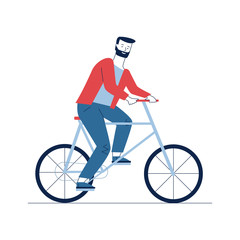 Bearded man riding bike