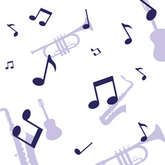 Music notes and instruments vector design